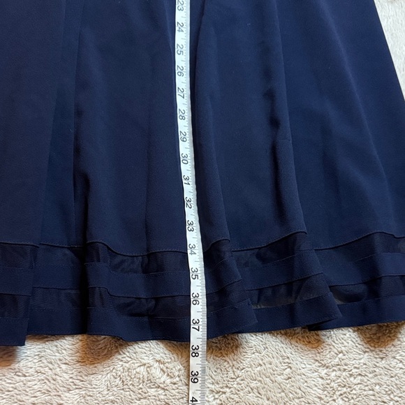 Calvin Klein Elegant Navy Midi Dress with mesh stripes sz 6 - Picture 10 of 14